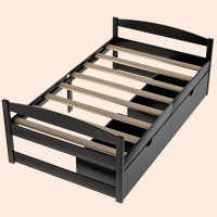 Winston Porter Twin Size Platform Bed, With Two Drawers