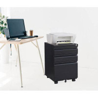 Inbox Zero Elyria Locking 3-Drawer Filing Cabinet With 5 Moving Wheels - Rolling Filing Cabinet For Letter/A4 Size