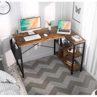 17 Stories Small L Shaped Computer Desk. 47 Inch Corner Desk With Reversible Storage Shelves For Home Office Workstation