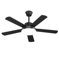 Ebern Designs 52" Ceiling Fan With Lights And Remote Control, 5 Reversible Wooden Blades, 3 Colour LED Light