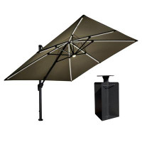 Arlmont & Co. Carone 10' Square Cantilever Umbrella with Crank Lift Counter Weights Included