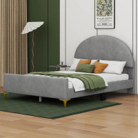 Mercer41 Full Size Upholstered Platform Bed With Classic Semi-Circle Shaped Headboard