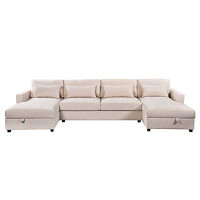 Latitude Run® Modern Large U-Shape Sectional Sofa, 2 Large Chaise With Storage Space And 4 Lumbar Support Pillows