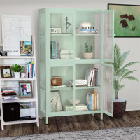 Latitude Run® Four Glass Door Storage Cabinet With Adjustable Shelves And Feet Cold-Rolled Steel Sideboard Furniture For