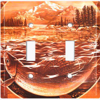 WorldAcc Metal Light Switch Plate Outlet Cover (Trophy Fishing Grayling Clear Water Lake Orange - Single Toggle)