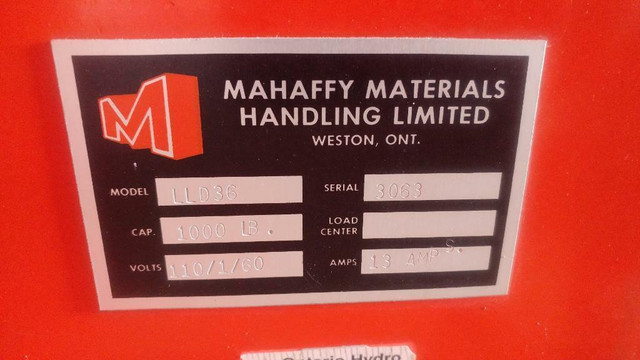 Mahaffy LLD36 1000 Lb Hydraulic Dumping Station in Other Business & Industrial - Image 2