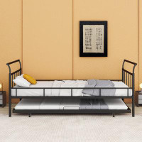 Ebern Designs Full Size Metal Daybed With Curved Handle Design And Twin Size Trundle