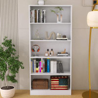 Latitude Run® Bookshelves And Bookcases Floor Standing Tall Bookcase 5 Tier Display Storage Shelves Tall Bookcase Home D