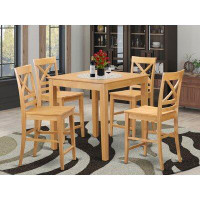 Rosalind Wheeler Beachmont 4 - Person Counter Height Rubberwood Solid Wood Dining Set