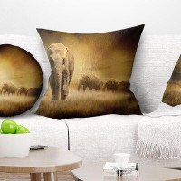 Made in Canada - East Urban Home Animal Elephants at Sunset Pillow