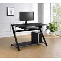 Orren Ellis Computer Desk With Bottom Shelf, Black