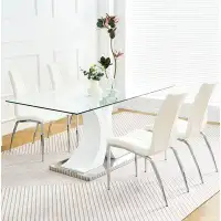 Brayden Studio Modern Style Glass Table, 5 Piece Dining Set, Kitchen Table And Chairs