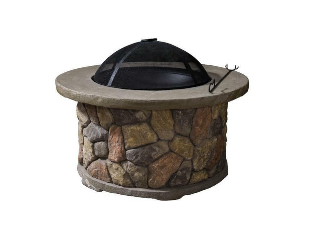 NEW NATURAL STONE ROUND FIBERGLASS FIRE PIT HR22805 in Fireplace & Firewood in Edmonton