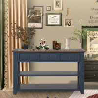 Winston Porter 48" Sofa Table, Pine Console Table With 3 Drawers And 2 Open Shelves(Solid Wood+Mdf)