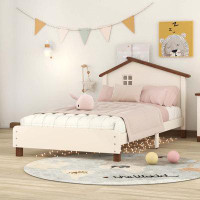 Winston Porter Twin Size Wood Platform Bed With House-Shaped Headboard