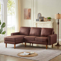 Latitude Run® L-Shape Sofa Couch with Chais Mid-Century Copper Nail on Arms