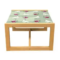 East Urban Home East Urban Home Dove Coffee Table, Watercolor Art Of Roses And Birds, Acrylic Glass Centre Table With Wo