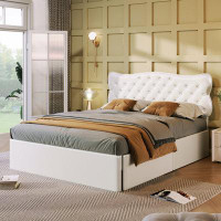 Red Barrel Studio Queen Size Bed Frame with 4 Storage Drawers