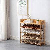 Wildon Home® Versatile Bamboo Shoe Rack - Space-Saving Shoe Organizer For Living Room & Hallway