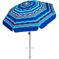 Textiles Hub 7Ft Heavy Duty High Wind Beach Umbrella Parasols With Sand Anchor & Tilt Sun Shelter, UV 50+ Protection Out