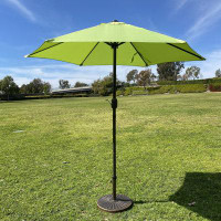 Arlmont & Co. Lotus 7.5ft Hexagon Market Umbrella With Stand/base-lime Green Colour