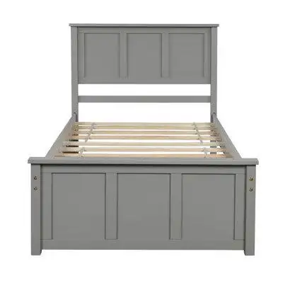 Wildon Home® Platform Storage Bed, 2 Drawers With Wheels, Twin Size Frame, Grey