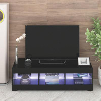 Wrought Studio LED TV Stand for Up to 60 Inch TV,Modern High Gloss Entertainment Centre with Open Glass Shelf