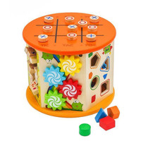 NEW 10 IN 1 TOY ACTIVITY CUBE WOOD W11B153