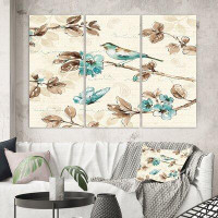 Made in Canada - East Urban Home Beige Bird Wings - 3 Piece Wrapped Canvas Painting Print Set