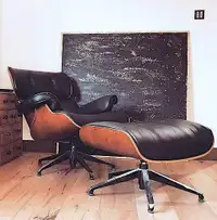 Mid Century Modern Wood Leather Eames Lounge Chair MCM Accent Swivel Chairs Ottoman
