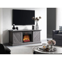 Millwood Pines Walden 56-In Electric Fireplace TV Stand in Weathered Grey with 18-in Firebox Heater