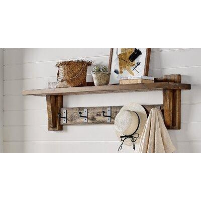 Alaterre Durango Solid Wood 5 - Hook Wall Mounted Coat Rack with Storage in Other