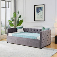 House of Hampton Daybed With Trundle Sofa Bed, Upgraded Velvet Upholstered Sofa Bed