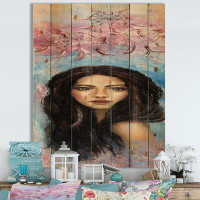 East Urban Home Portrait Of A Young Woman III - Traditional Print On Natural Pine Wood