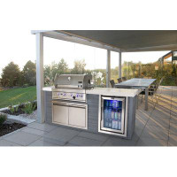 Mont Alpi Mont Alpi Artwood 4-burner Stainless Steel Outdoor Kitchen Island With Access Doors + Refrigerator
