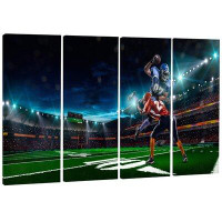 Design Art American Football Player - Sports Digital 4 Piece Graphic Art on Wrapped Canvas Set