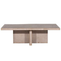 The Twillery Co. Langell 50" Rectangular Reclaimed Pine White Wash Coffee Table with Cross Base