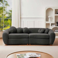 Latitude Run® 87.7" Teddy Fabric  Curved Sofa
