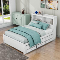 Red Barrel Studio Lennja Wood Platform Bed with Twin Size Trundle and Drawers