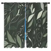 Orren Ellis Leafy swirls Window Curtains  Cool pattern Natural Drapes - 2 Panels
