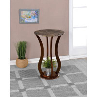 Winston Porter Ruaridh Round Marble Top Accent Table Brown