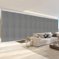 Rod Desyne Woven 12-Panel Double Rail Semi-Sheer Grey/White Horizontal Blind