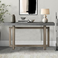 17 Stories Contemporary Console Table With Industrial-inspired Concrete Wood Top, Extra Long Entryway Table For Entryway