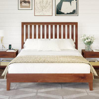 Millwood Pines Halethorpe Solid Wood Bed with Grille Headboard