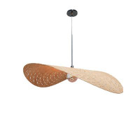 Orren Ellis Silkwoven Elegance: Handcrafted Bamboo Ceiling Lamp - Hat