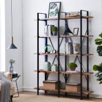Gracie Oaks Khat Steel Etagere Bookcase for Home Office Decor, Easy Assembly