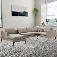 Orren Ellis Modern 3-Piece U-Shape Upholstered Sectional Sofa with A Drawer for Living Room