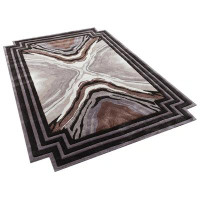 Rugpera Special Design Tufting Brown Beige Grey Color Carpet Striped Design Machine Woven Viscose Washable Area Rug
