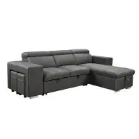 Latitude Run® Reversible Sectional Sofa With Storage Chaise And 2 Stools, With Adjustable Headrest, Pull-Out Sleeper