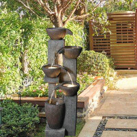 Millwood Pines Outdoor Water Fountain With LED Light
